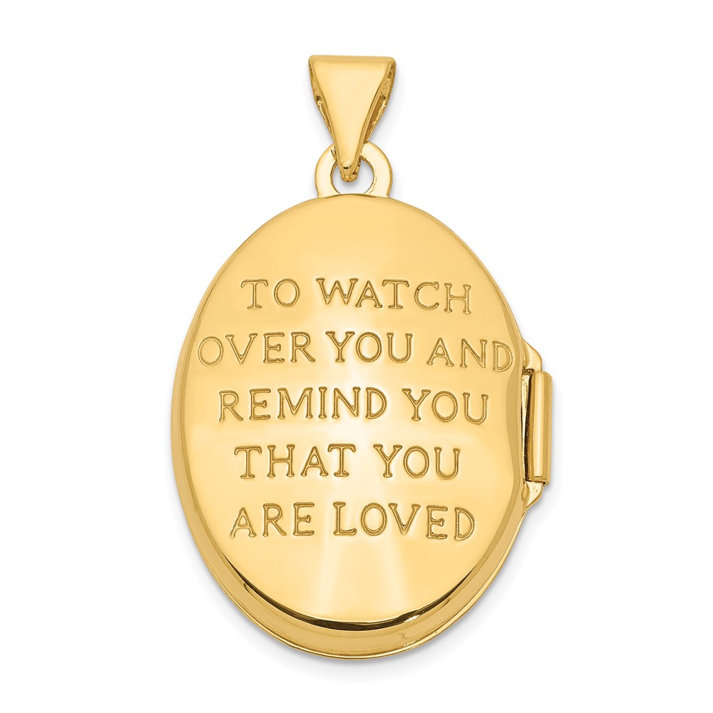 10k w/Rhodium 21mm Oval Guardian Angel Locket (10XL652)