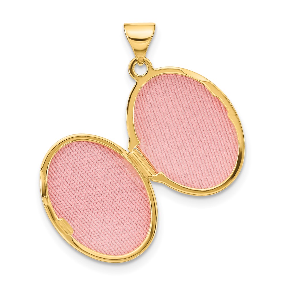 10k 17mm Oval Leaf Floral Hand Engraved Locket (10XL834)