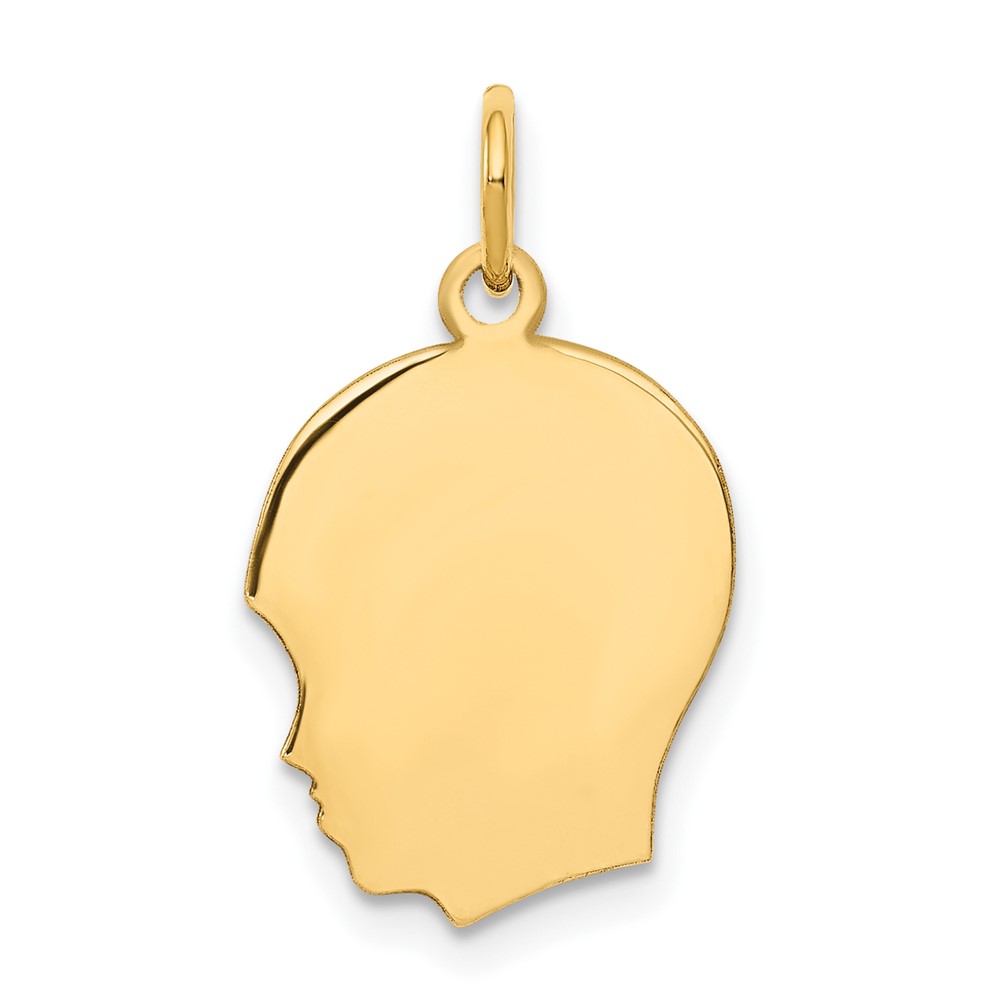 10K Plain Medium .013 Gauge Facing Right Engravable Boy Head Charm (10XM108/13)