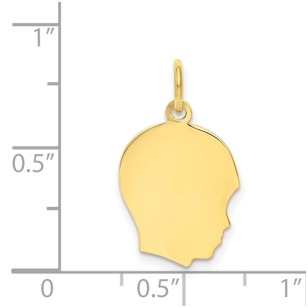 10K Plain Medium .013 Gauge Facing Right Engravable Boy Head Charm (10XM108/13)