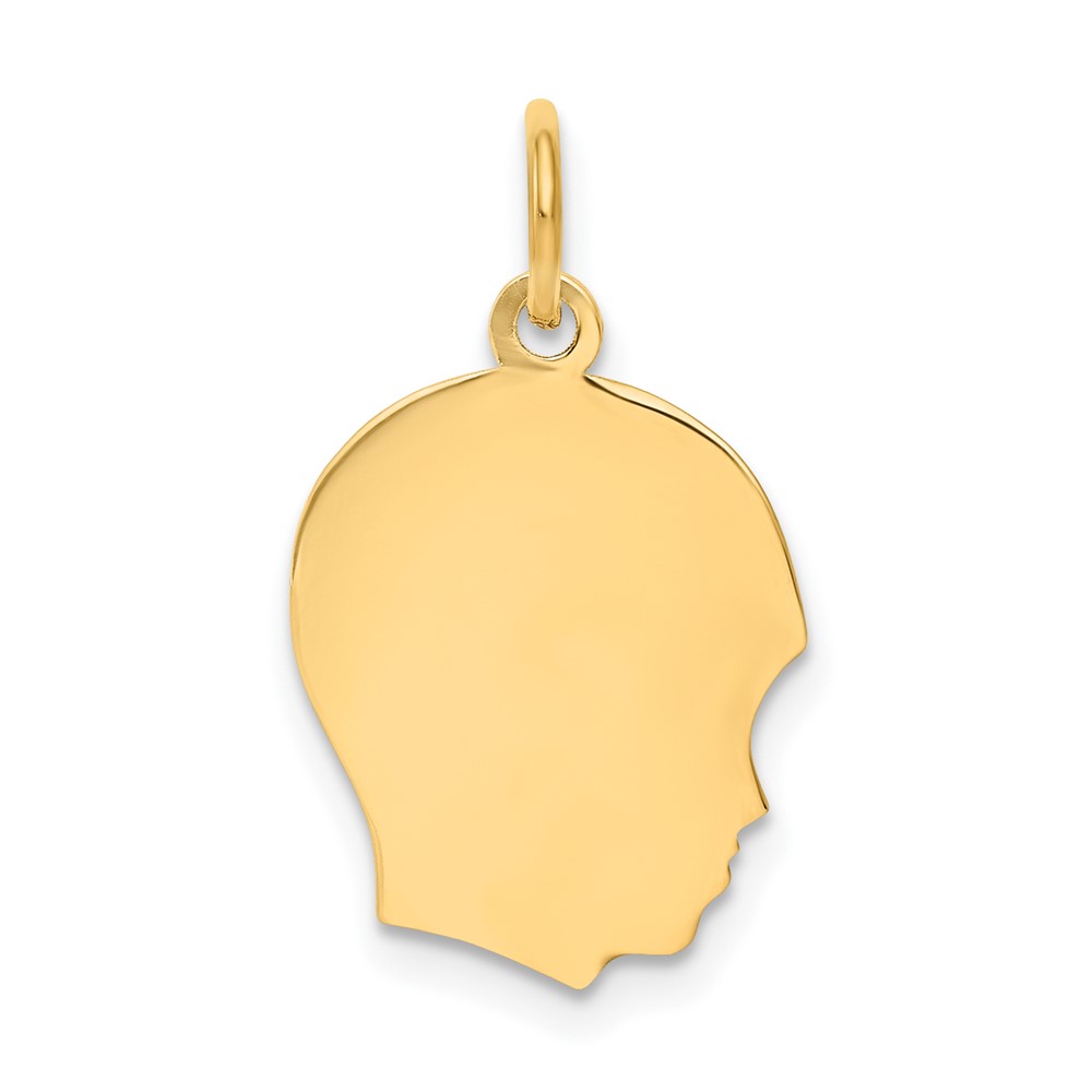 10K Plain Medium .013 Gauge Facing Right Engravable Boy Head Charm (10XM108/13)