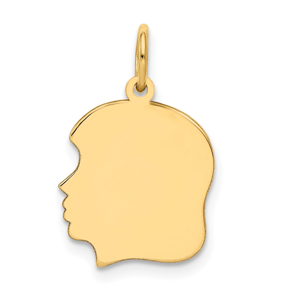 10K Plain Medium .013 Gauge Facing Right Engravable Girl Head Charm (10XM109/13)