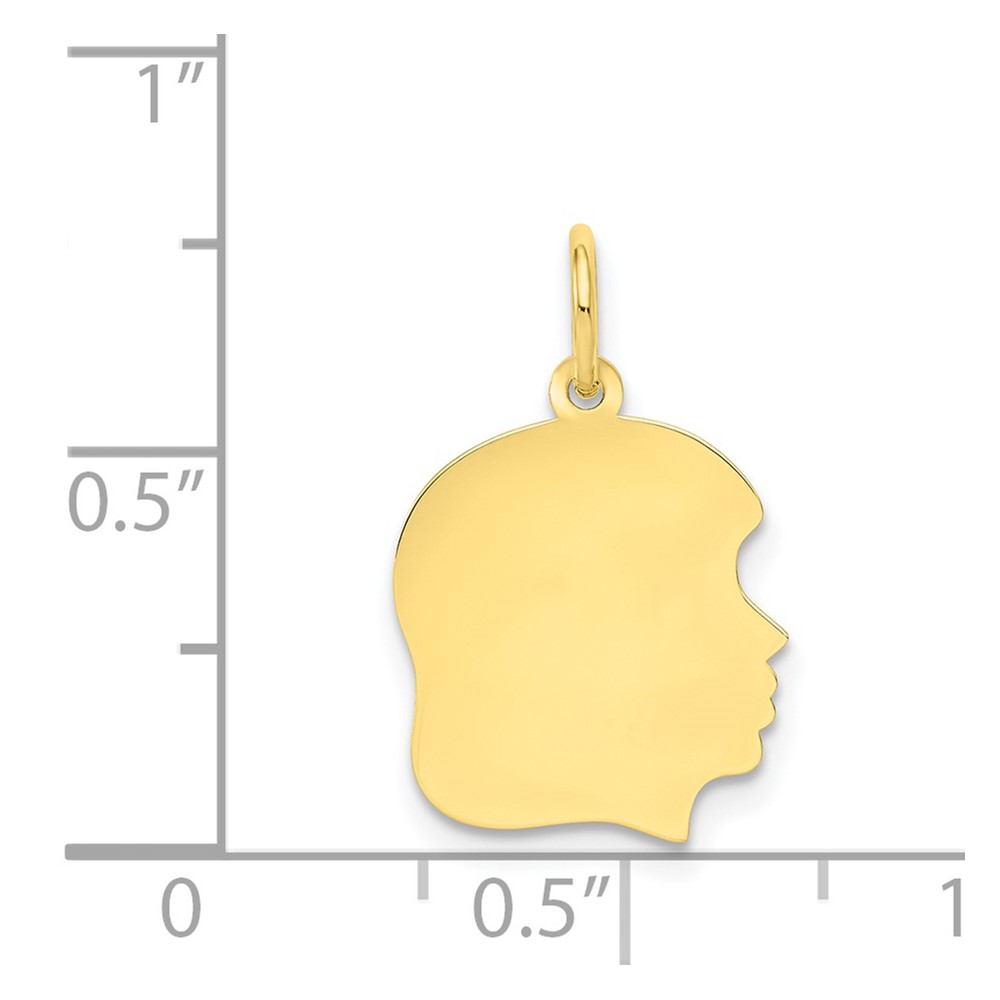 10K Plain Medium .013 Gauge Facing Right Engravable Girl Head Charm (10XM109/13)
