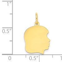 10K Yellow Gold Plain Medium.018 Gauge Facing Right 13x 14mm Engravable Girl Head Charm view 2