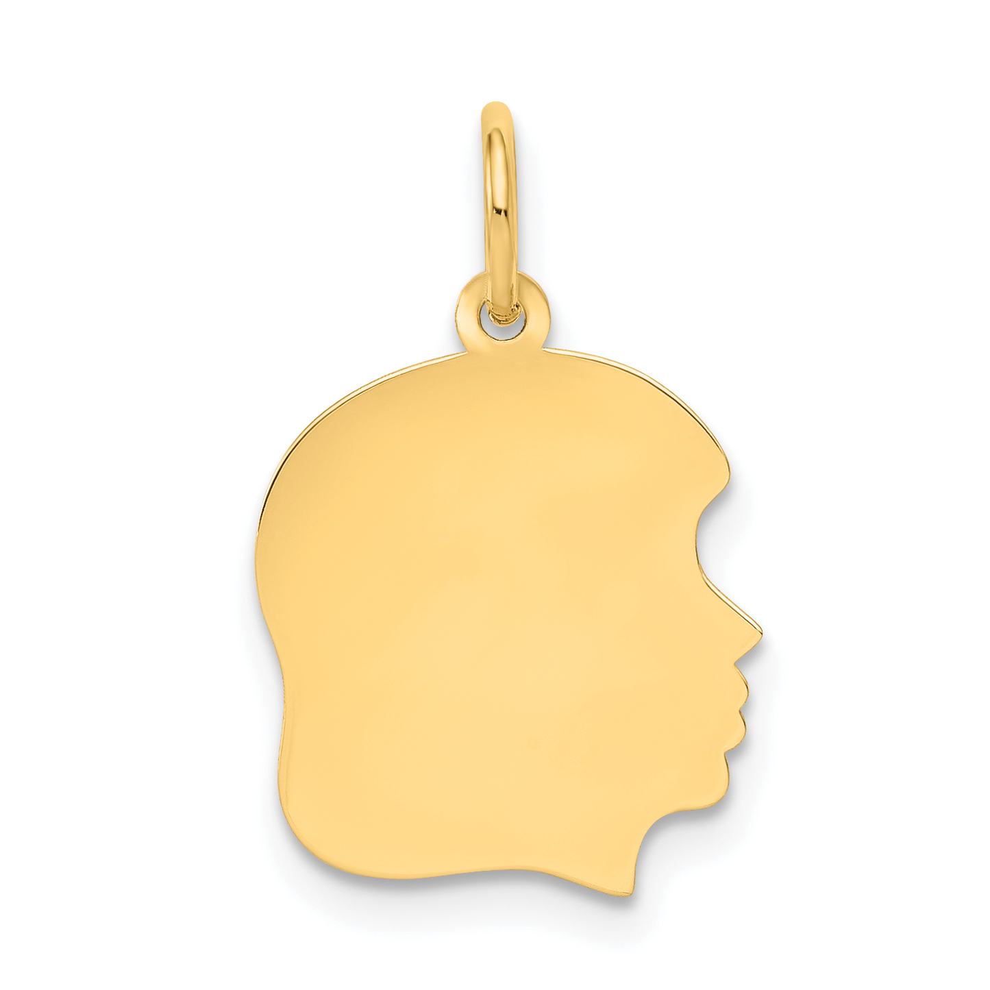 10K Plain Medium .013 Gauge Facing Right Engravable Girl Head Charm (10XM109/13)