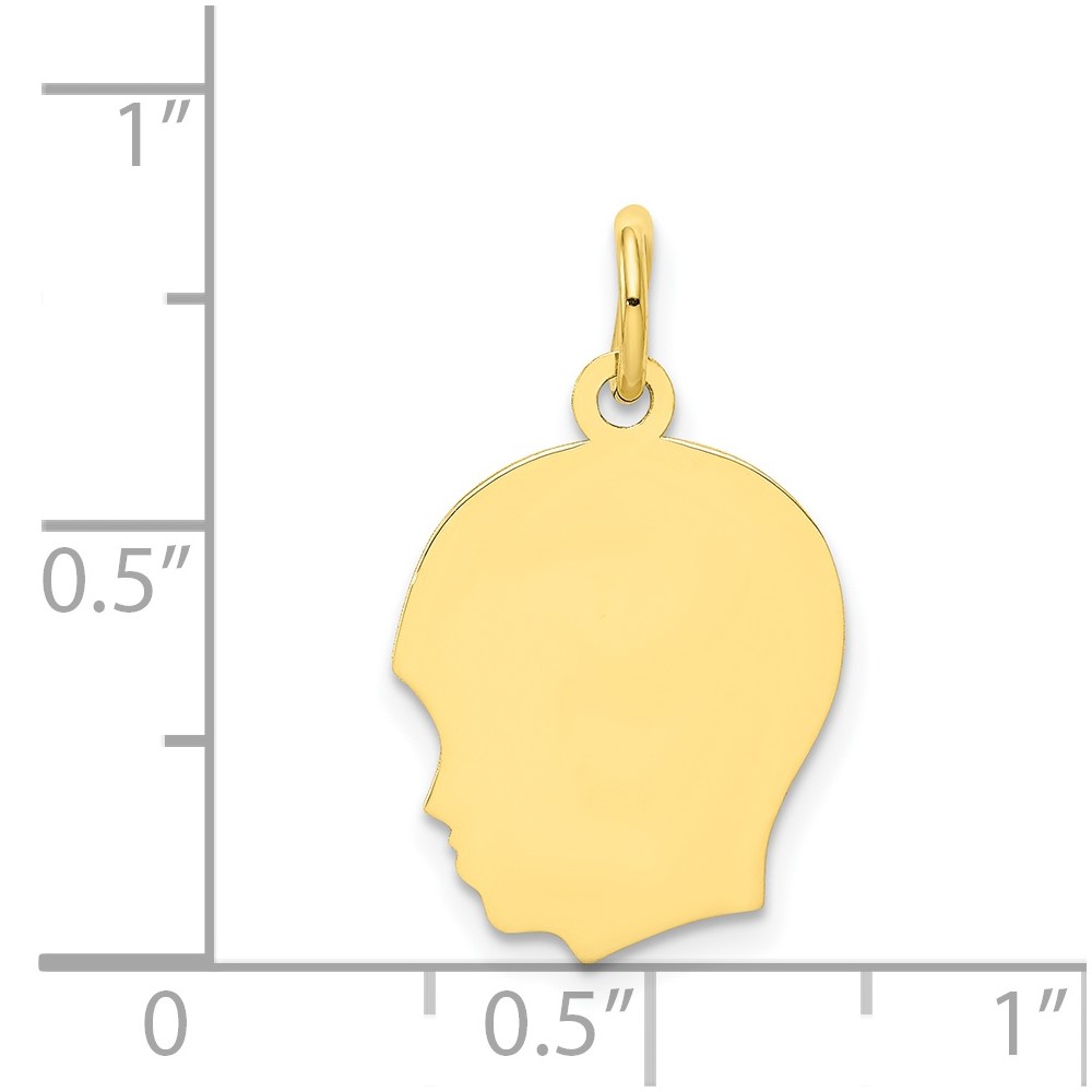 10K Plain Medium .018 Gauge Facing Left Engravable Boy Head Charm (10XM110/18)