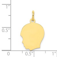 10K Plain Medium .018 Gauge Facing Left 12x15mm Engravable Boy Head Charm view 2