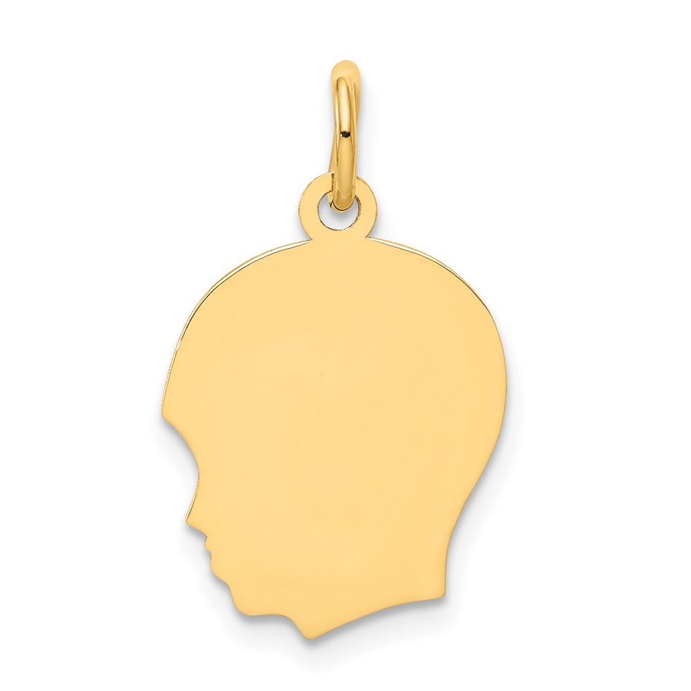 10K Plain Medium .013 Gauge Facing Left Engravable Boy Head Charm (10XM110/13)