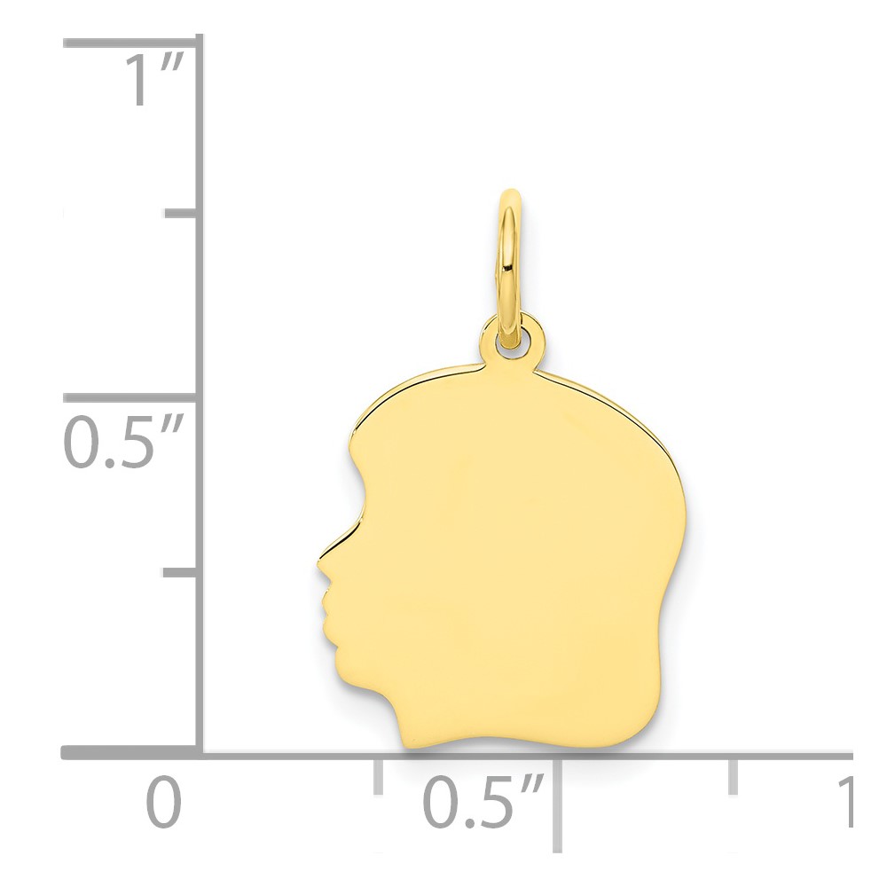 10K Plain Medium .013 Gauge Facing Left Engravable Girl Head Charm (10XM111/13)