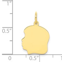 10K Yellow Gold Plain Medium.013 Gauge Facing Left 13x 14mm Engravable Girl Head Charm view 2