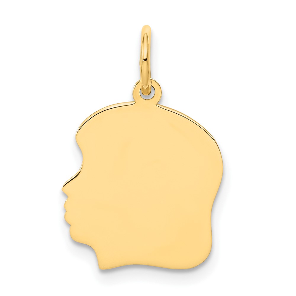 10K Plain Medium .013 Gauge Facing Left Engravable Girl Head Charm (10XM111/13)