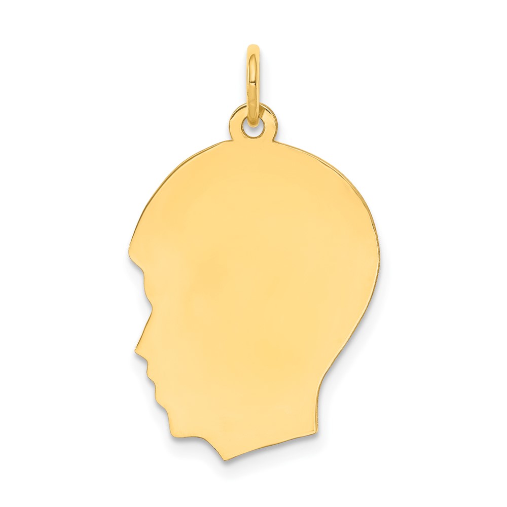 10K Plain Medium .013 Gauge Facing Right Engravable Boy Head Charm (10XM112/13)