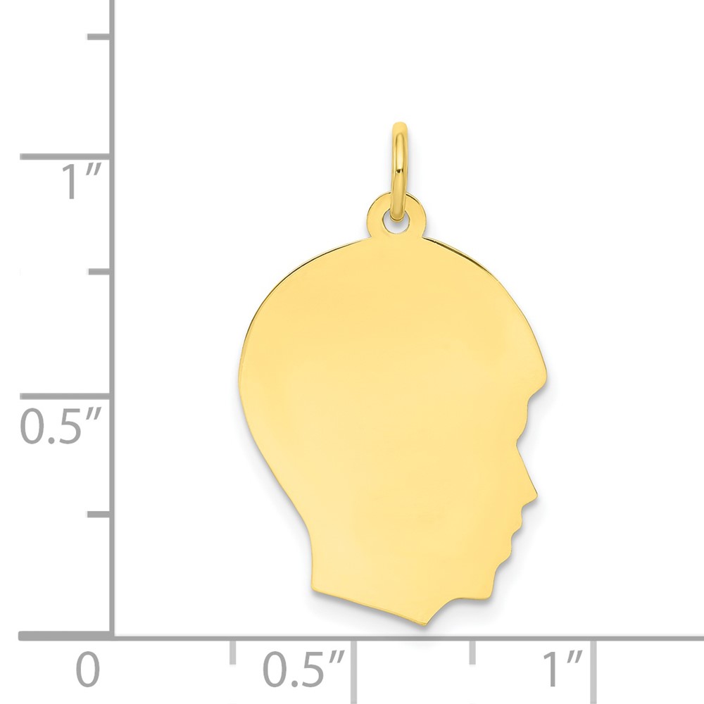 10K Plain Medium .013 Gauge Facing Right Engravable Boy Head Charm (10XM112/13)