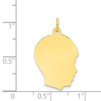 10K Yellow Gold Plain Medium.018 Gauge Facing Right 16x 21mm Engravable Boy Head Charm view 2