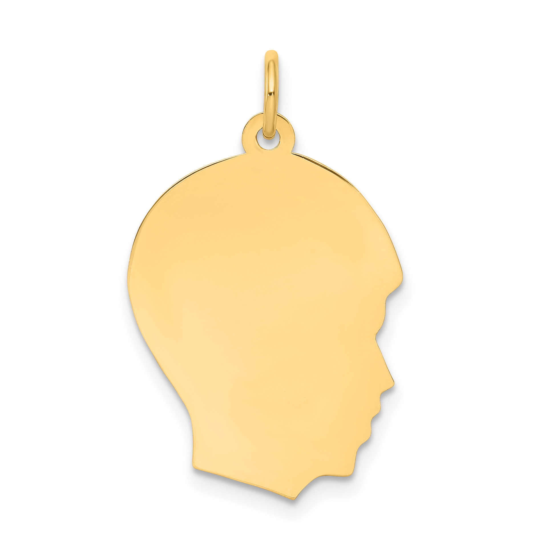 10K Plain Medium .013 Gauge Facing Right Engravable Boy Head Charm (10XM112/13)