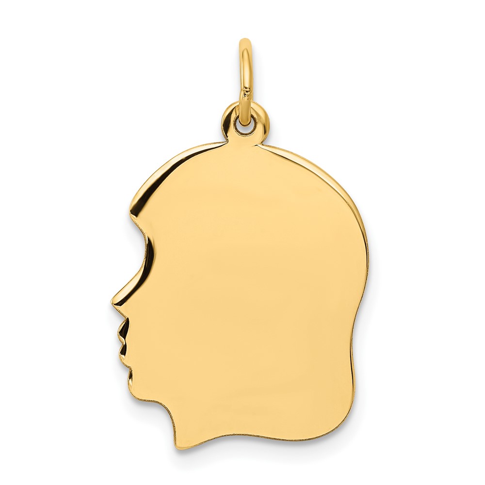 10K Plain Medium .018 Gauge Facing Right Engravable Girl Head Charm (10XM113/18)