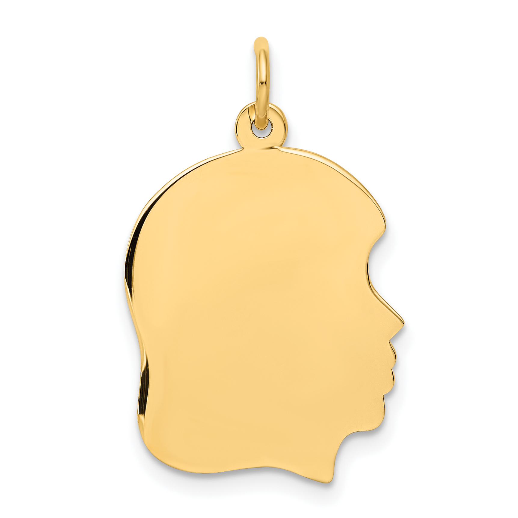 10K Plain Medium .018 Gauge Facing Right Engravable Girl Head Charm (10XM113/18)