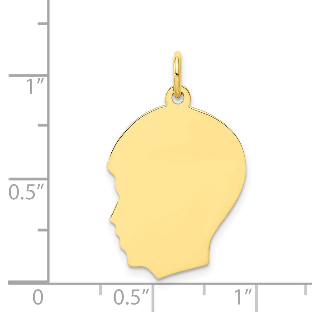 10K Plain Medium .013 Gauge Facing Left Engravable Boy Head Charm (10XM114/13)