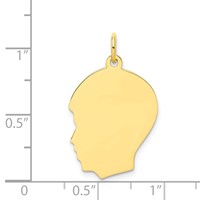 10K Plain Medium .018 Gauge Facing Left 16x21mm Engravable Boy Head Charm view 2