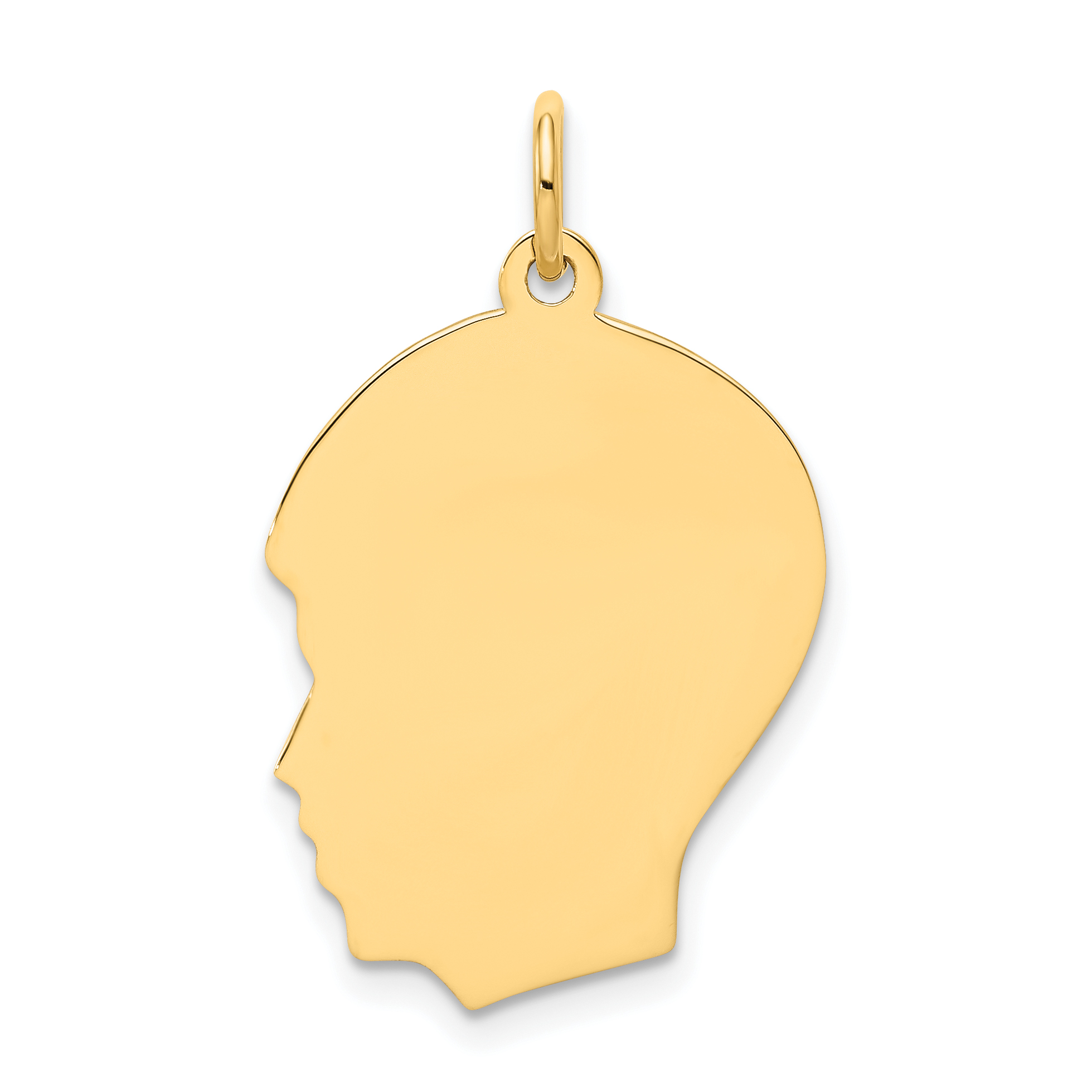 10K Plain Medium .013 Gauge Facing Left Engravable Boy Head Charm (10XM114/13)