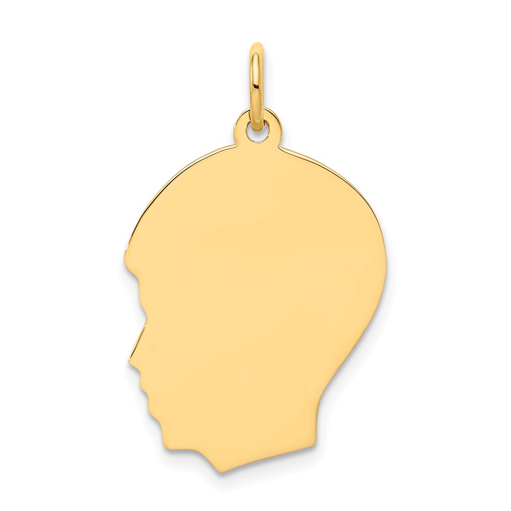 10K Plain Medium .013 Gauge Facing Left Engravable Boy Head Charm (10XM114/13)