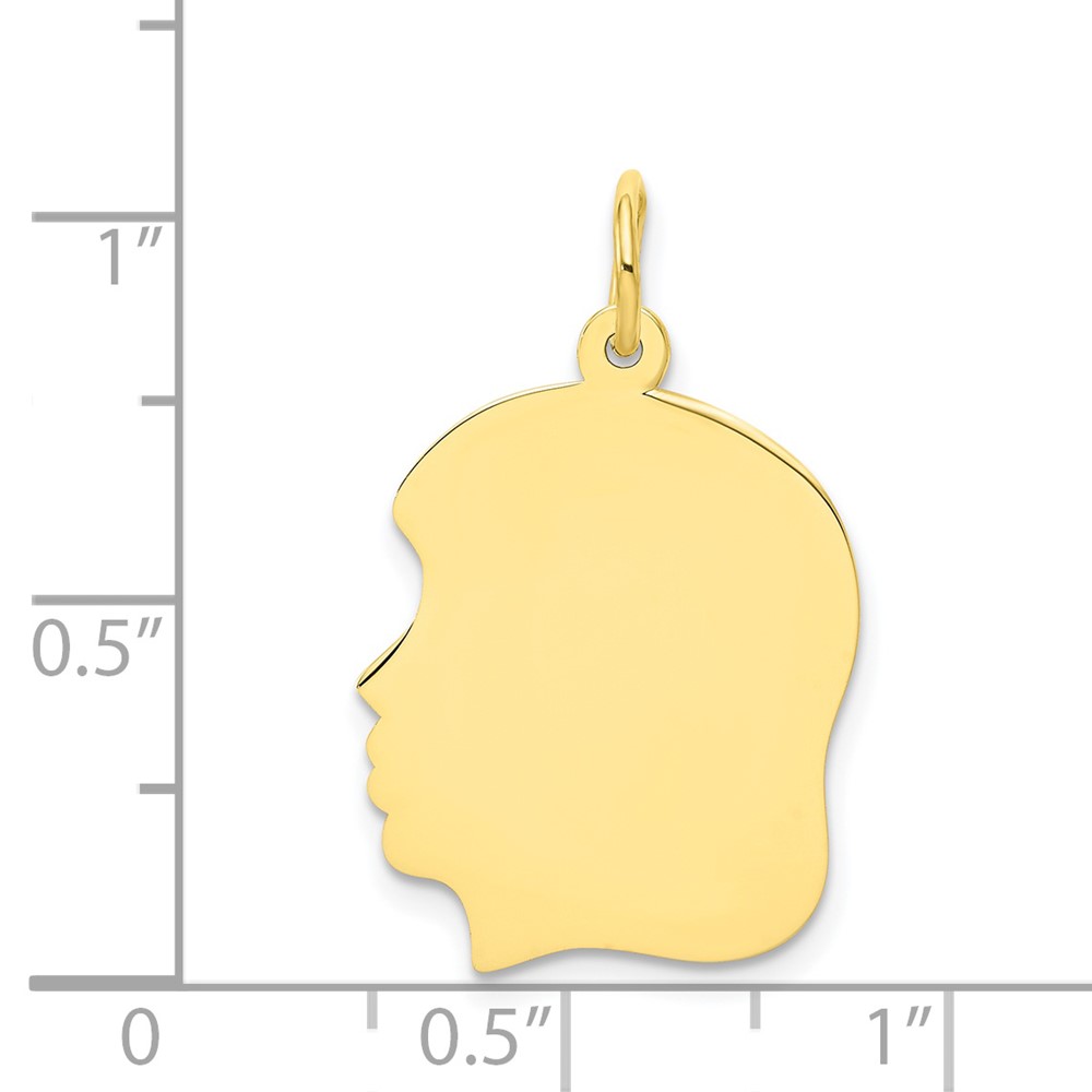 10K Plain Medium .013 Gauge Facing Left Engravable Girl Head Charm (10XM115/13)