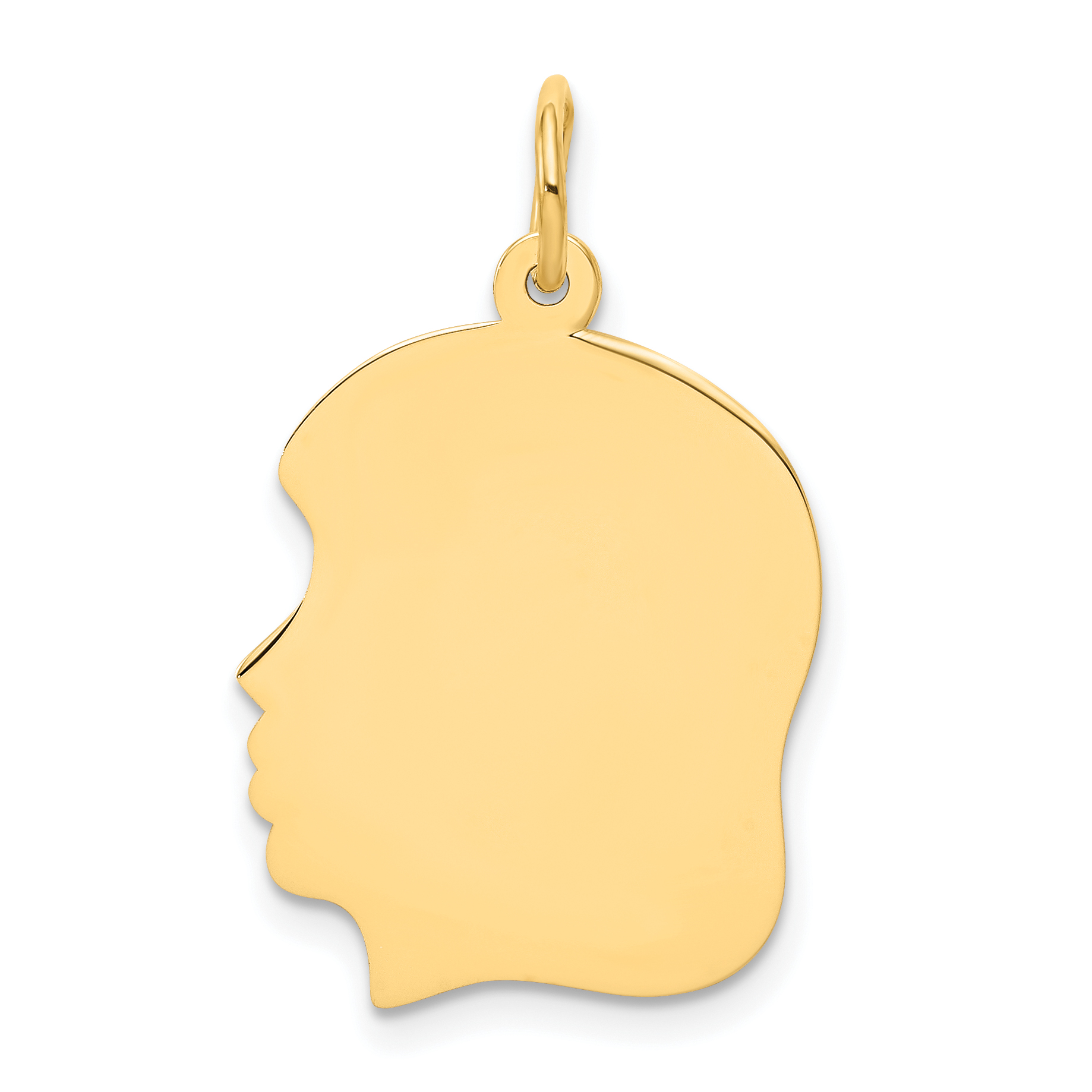 10K Plain Medium .013 Gauge Facing Left Engravable Girl Head Charm (10XM115/13)