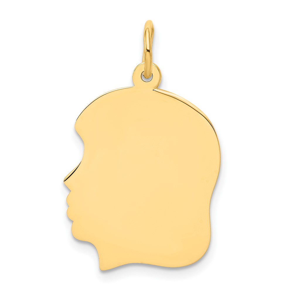10K Plain Medium .013 Gauge Facing Left Engravable Girl Head Charm (10XM115/13)