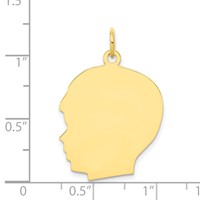10K Yellow Gold Plain Large.018 Gauge Facing Left 20x 23mm Engravable Boy Head Charm view 2