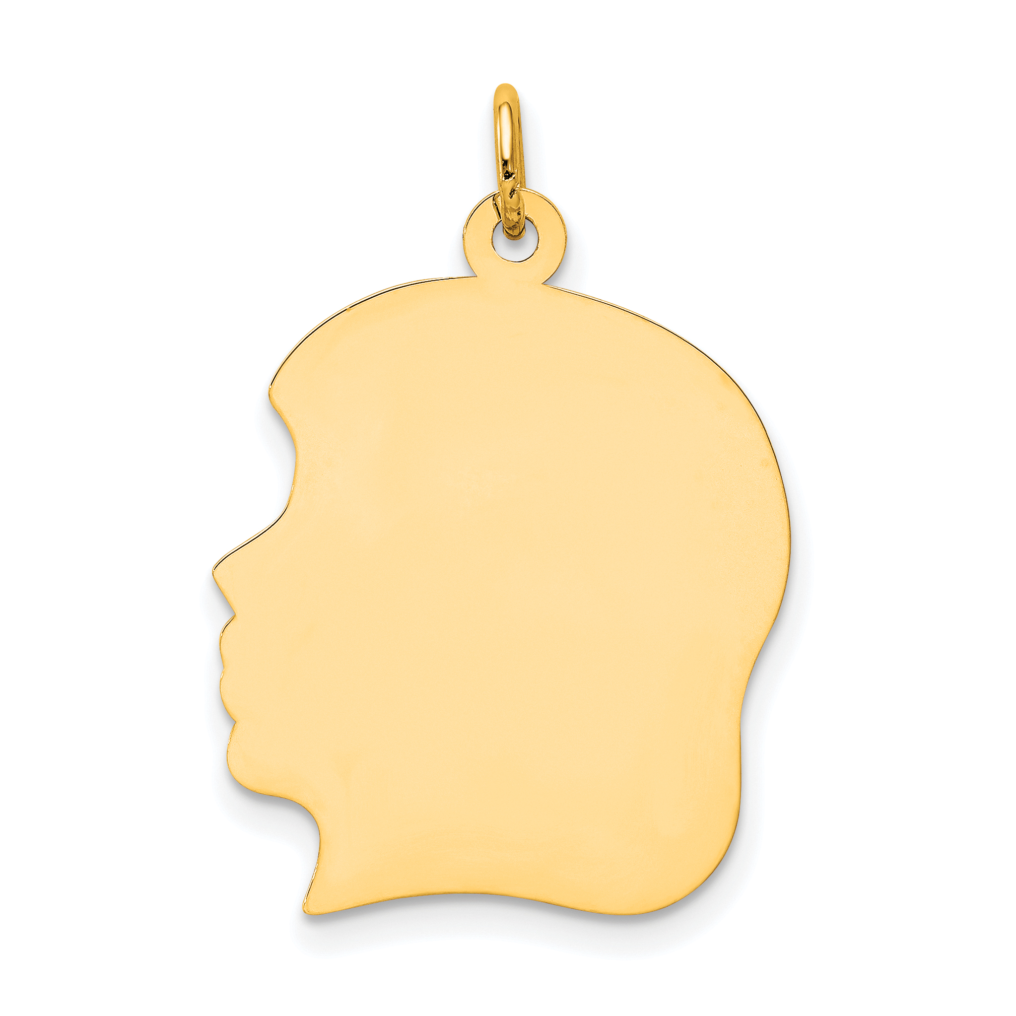 10K Plain Large .013 Gauge Facing Left Engravable Girl Head Charm (10XM119/13)