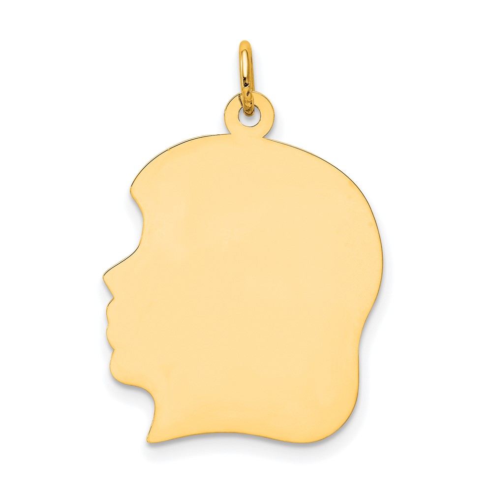 10K Plain Large .013 Gauge Facing Left Engravable Girl Head Charm (10XM119/13)