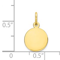 10K Yellow Gold Plain .013 Gauge 9.5x9.5mm Circular Engravable Disc Charm view 2