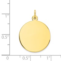 10K Yellow Gold Plain.013 Gauge 19x 19mm Circular Engravable Disc Charm view 2