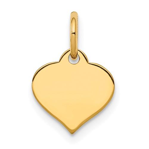 10K Yellow Gold Plain.013 Gauge 9.6x 8.4mm Heart Disc Charm