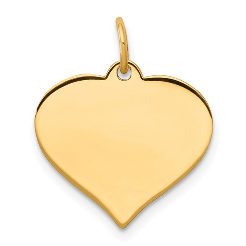 10K Yellow Gold Plain.013 Gauge 16.8x 14.8mm Heart Disc Charm