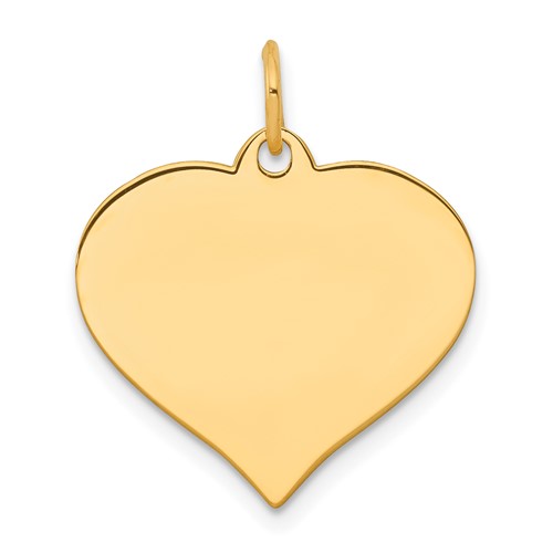 10K Yellow Gold Plain.018 Gauge 19.3x 16.9mm Heart Disc Charm