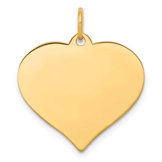 10k Plain .032 Gauge 21.7x18.8mm Heart Disc Charm