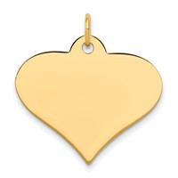 10K Yellow Gold Plain .013 Gauge 24.8x19mm Engraveable Heart Disc Charm view 1