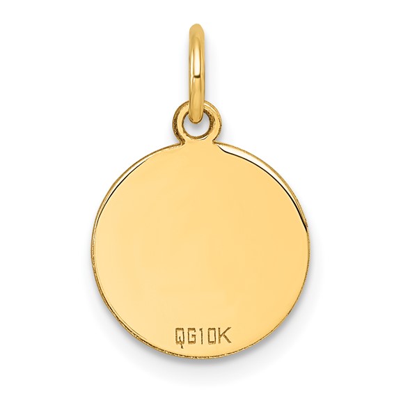 10K Plain .013 Gauge 12.2x12.2mm Circular Engravable Disc Charm