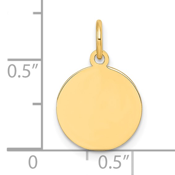 10K Plain .013 Gauge 12.2x12.2mm Circular Engravable Disc Charm
