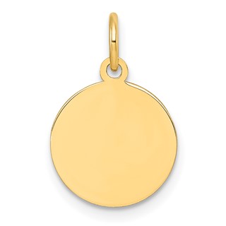 10K Plain .013 Gauge 12.2x12.2mm Circular Engravable Disc Charm