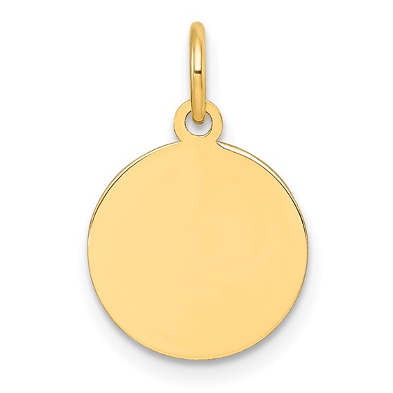10K Plain .013 Gauge 12.2x12.2mm Circular Engravable Disc Charm