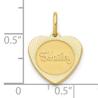 10K Small Yellow Gold Small Heart Disc Name Charm view 2