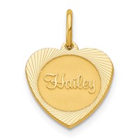 10K Small Yellow Gold Small Heart Disc Name Charm view 1
