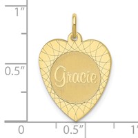 10K Small Yellow Gold Heart Disc Name Charm view 2