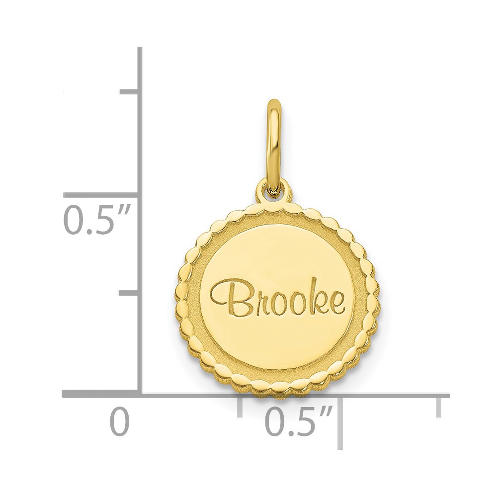 10k Yellow Gold Scalloped Disc with Name Charm (10XNA107Y)