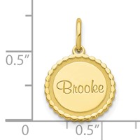 10K Yellow Gold Scalloped Disc Charm with Name view 2