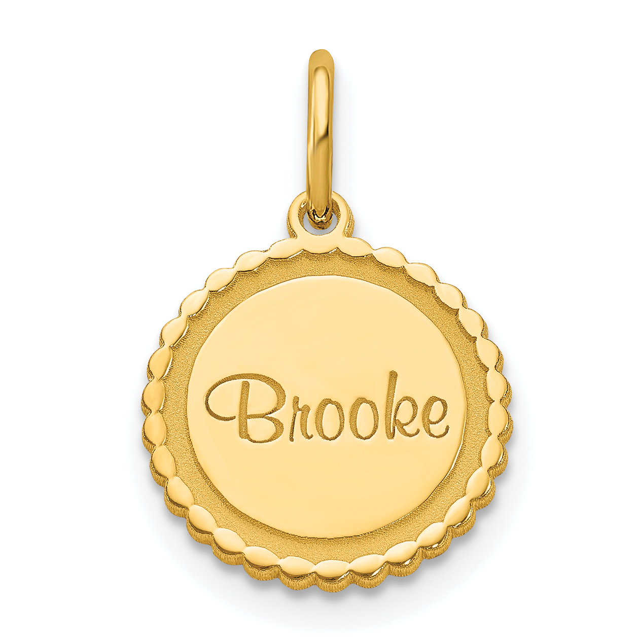 10k Yellow Gold Scalloped Disc with Name Charm (10XNA107Y)