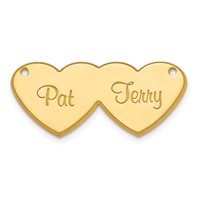 10K Yellow Gold Double Heart Name Plate view 1