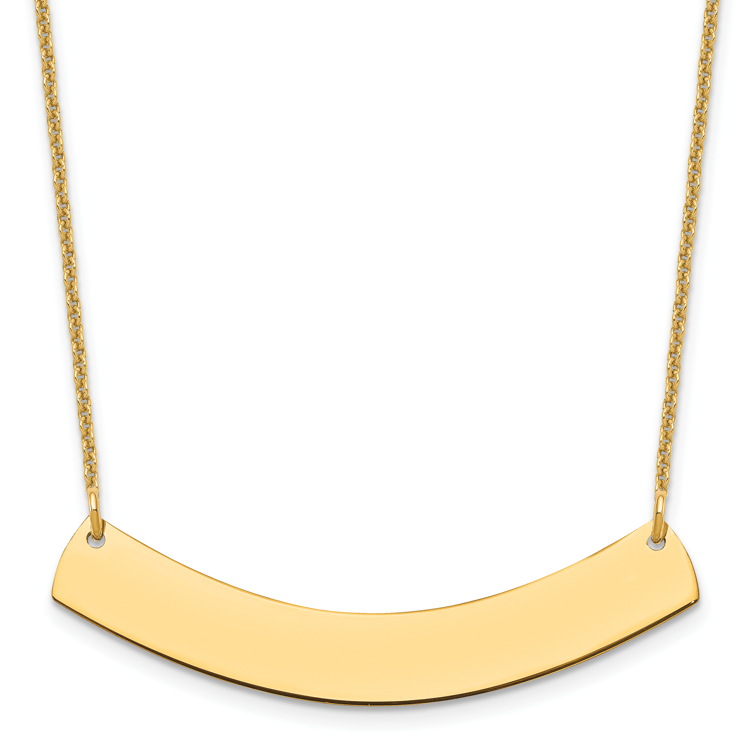 10k Yellow Gold Medium Curved Blank Bar Necklace (10XNA1205Y)